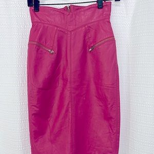 (Rare) Vintage Pink Leather Skirt by Michael Hoban